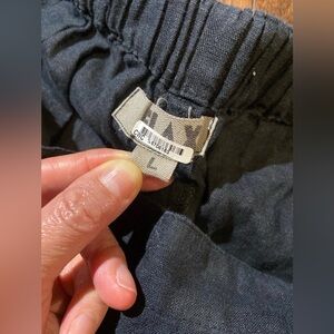 Flax linen pants with pockets size L wide leg black